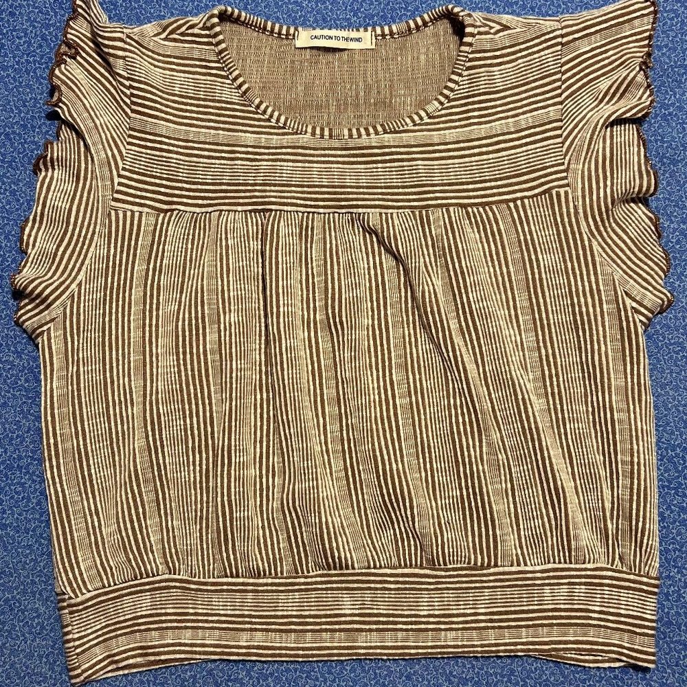 Caution to the Wind Ruffle Sleeve Tee Like New (Medium)